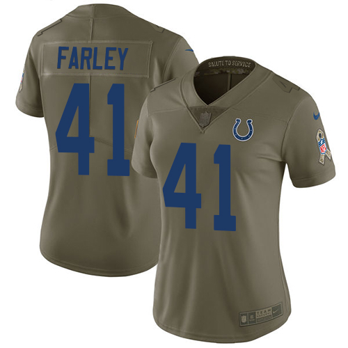 Women's Nike Indianapolis Colts #41 Matthias Farley Limited Olive 2017 Salute to Service NFL Jersey