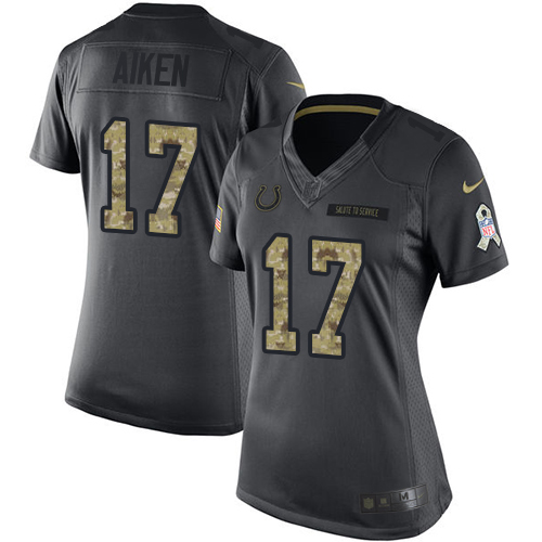 Women's Nike Indianapolis Colts #17 Kamar Aiken Limited Black 2016 Salute to Service NFL Jersey
