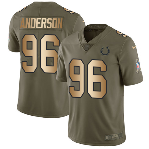 Men's Nike Indianapolis Colts #96 Henry Anderson Limited Olive/Gold 2017 Salute to Service NFL Jersey