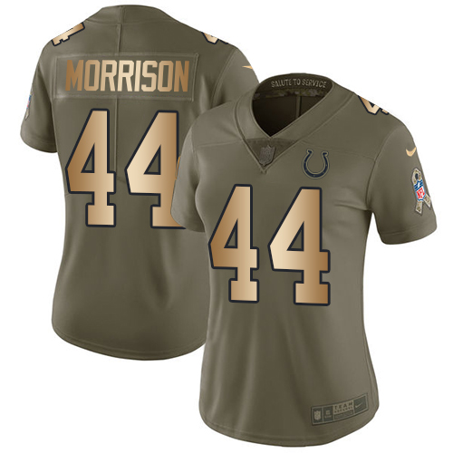 Women's Nike Indianapolis Colts #44 Antonio Morrison Limited Olive/Gold 2017 Salute to Service NFL Jersey