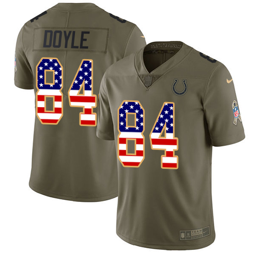 Men's Nike Indianapolis Colts #84 Jack Doyle Limited Olive/USA Flag 2017 Salute to Service NFL Jersey