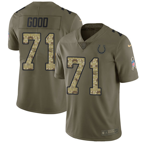 Youth Nike Indianapolis Colts #71 Denzelle Good Limited Olive/Camo 2017 Salute to Service NFL Jersey
