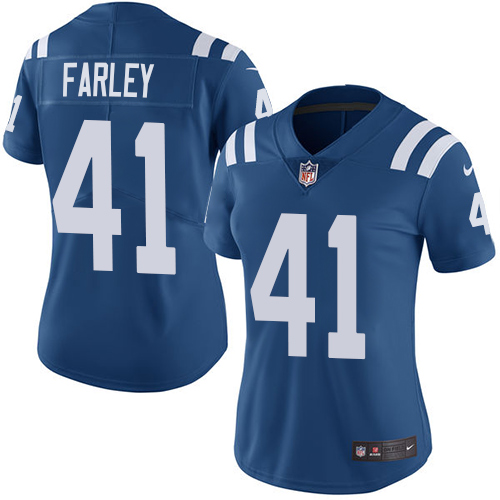 Women's Nike Indianapolis Colts #41 Matthias Farley Royal Blue Team Color Vapor Untouchable Limited Player NFL Jersey