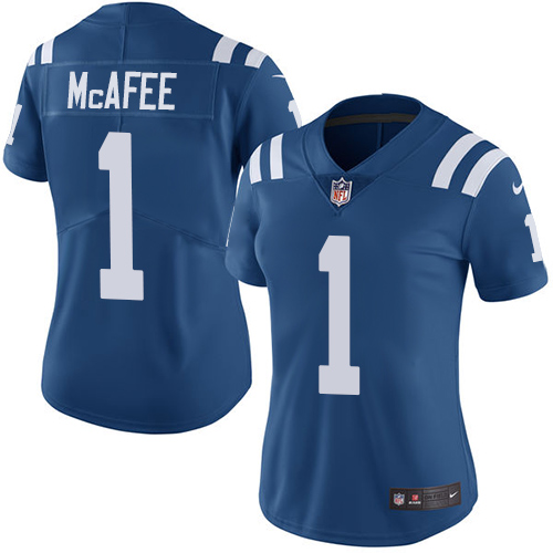 Women's Nike Indianapolis Colts #1 Pat McAfee Royal Blue Team Color Vapor Untouchable Elite Player NFL Jersey