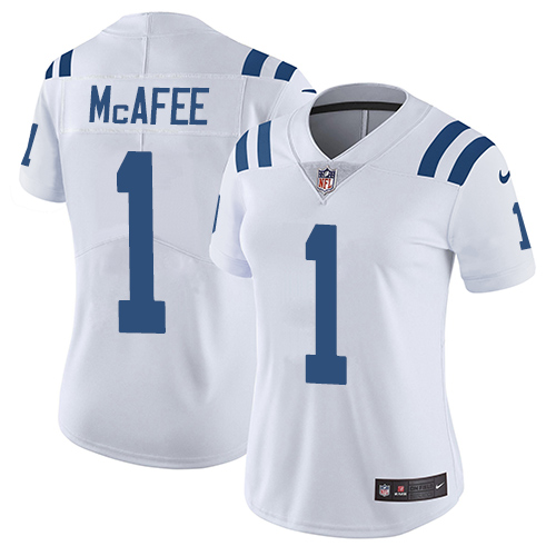 Women's Nike Indianapolis Colts #1 Pat McAfee White Vapor Untouchable Elite Player NFL Jersey