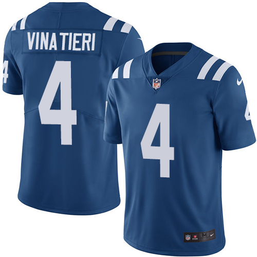 Men's Nike Indianapolis Colts #4 Adam Vinatieri Royal Blue Team Color Vapor Untouchable Limited Player NFL Jersey