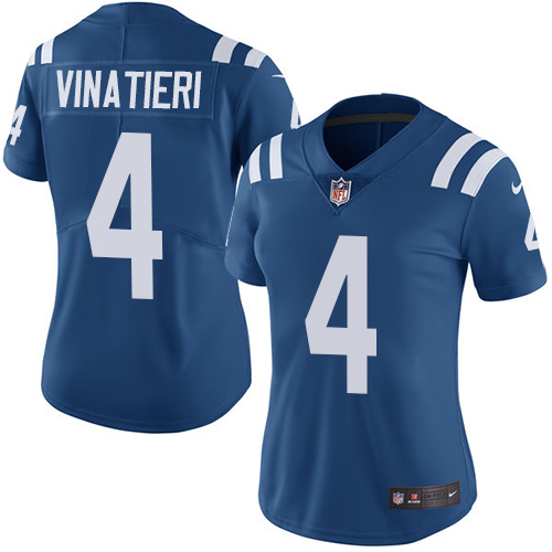 Women's Nike Indianapolis Colts #4 Adam Vinatieri Royal Blue Team Color Vapor Untouchable Elite Player NFL Jersey