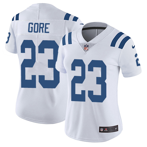 Women's Nike Indianapolis Colts #23 Frank Gore White Vapor Untouchable Limited Player NFL Jersey