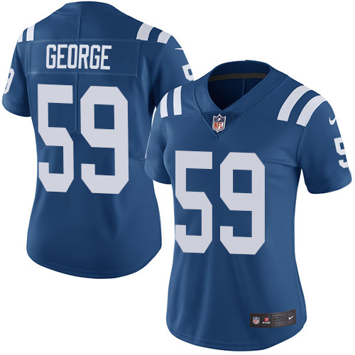 Women's Nike Indianapolis Colts #59 Jeremiah George Royal Blue Team Color Vapor Untouchable Limited Player NFL Jersey