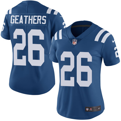 Women's Nike Indianapolis Colts #26 Clayton Geathers Royal Blue Team Color Vapor Untouchable Limited Player NFL Jersey