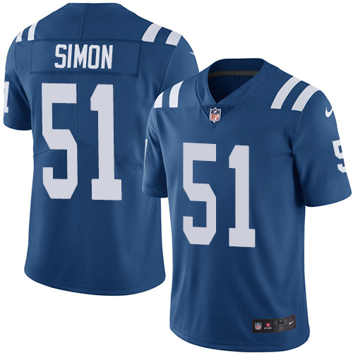 Youth Nike Indianapolis Colts #51 John Simon Royal Blue Team Color Vapor Untouchable Elite Player NFL Jersey