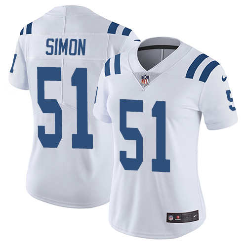Women's Nike Indianapolis Colts #51 John Simon White Vapor Untouchable Elite Player NFL Jersey