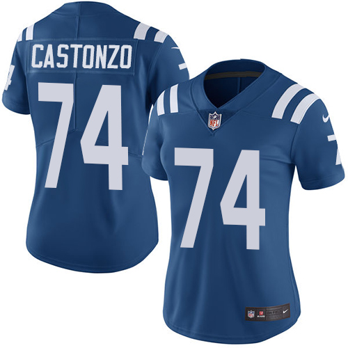 Women's Nike Indianapolis Colts #74 Anthony Castonzo Royal Blue Team Color Vapor Untouchable Elite Player NFL Jersey