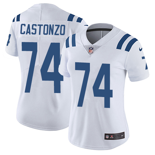 Women's Nike Indianapolis Colts #74 Anthony Castonzo White Vapor Untouchable Limited Player NFL Jersey