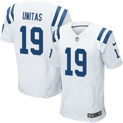 Men's Nike Indianapolis Colts #19 Johnny Unitas Elite White NFL Jersey