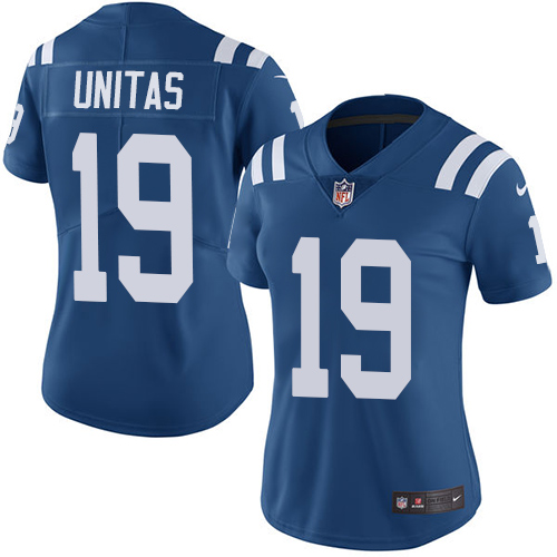 Women's Nike Indianapolis Colts #19 Johnny Unitas Royal Blue Team Color Vapor Untouchable Elite Player NFL Jersey