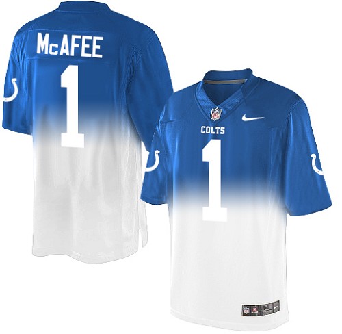 Men's Nike Indianapolis Colts #1 Pat McAfee Elite Royal Blue/White Fadeaway NFL Jersey