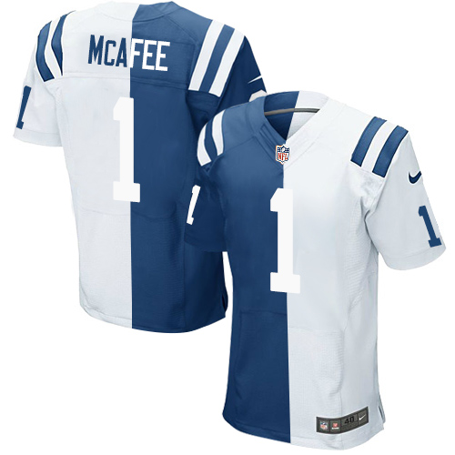 Men's Nike Indianapolis Colts #1 Pat McAfee Elite Royal Blue/White Split Fashion NFL Jersey