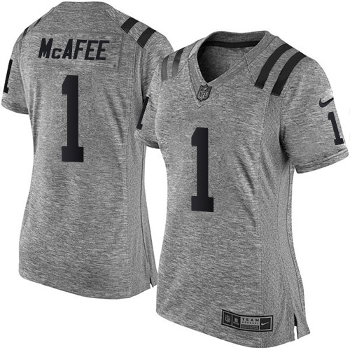 Women's Nike Indianapolis Colts #1 Pat McAfee Limited Gray Gridiron NFL Jersey