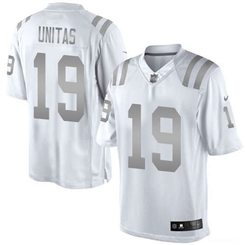 Men's Nike Indianapolis Colts #19 Johnny Unitas Limited White Platinum NFL Jersey