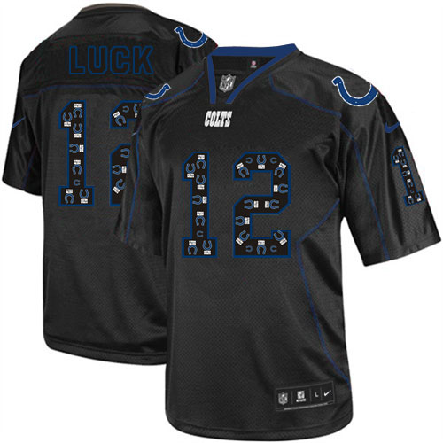 Men's Nike Indianapolis Colts #12 Andrew Luck Elite New Lights Out Black NFL Jersey