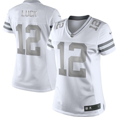 Women's Nike Indianapolis Colts #12 Andrew Luck Limited White Platinum NFL Jersey