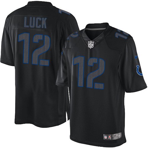 Men's Nike Indianapolis Colts #12 Andrew Luck Limited Black Impact NFL Jersey