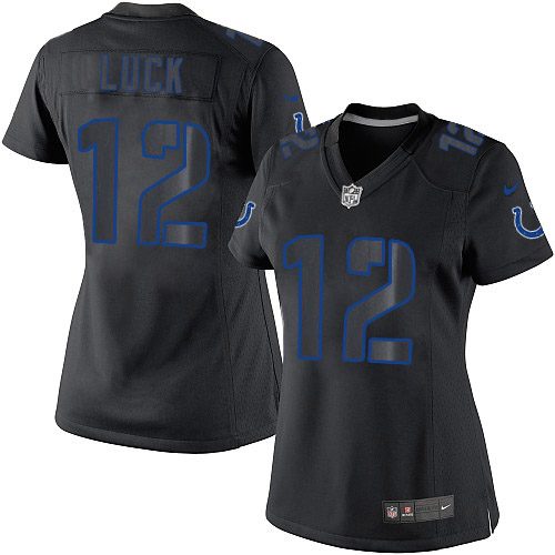 Women's Nike Indianapolis Colts #12 Andrew Luck Limited Black Impact NFL Jersey