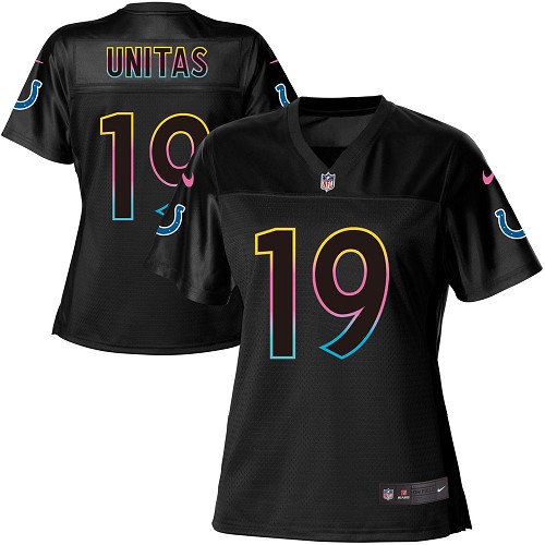 Women's Nike Indianapolis Colts #19 Johnny Unitas Game Black Fashion NFL Jersey