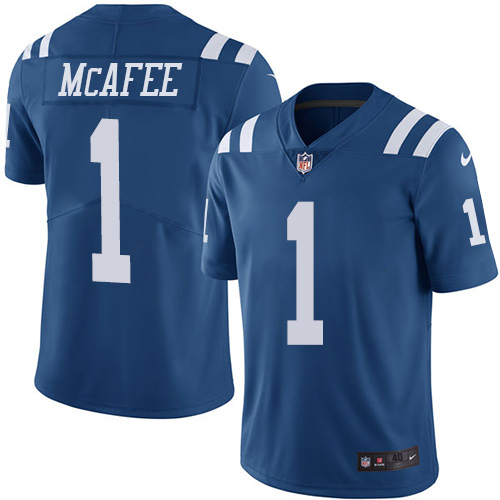 Men's Nike Indianapolis Colts #1 Pat McAfee Elite Royal Blue Rush Vapor Untouchable NFL Jersey