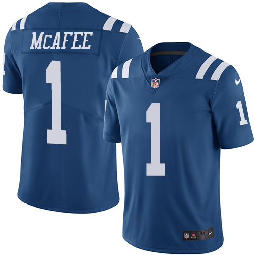 Men's Nike Indianapolis Colts #1 Pat McAfee Limited Royal Blue Rush Vapor Untouchable NFL Jersey