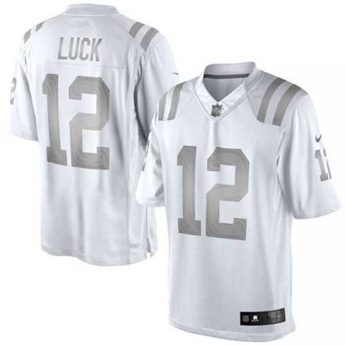 Men's Nike Indianapolis Colts #12 Andrew Luck Limited White Platinum NFL Jersey