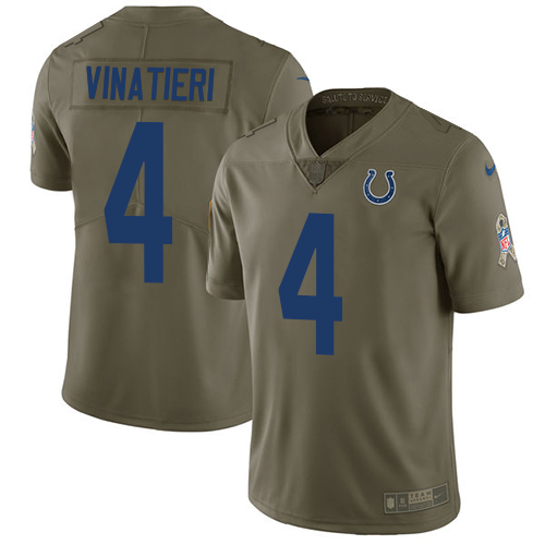 Men's Nike Indianapolis Colts #4 Adam Vinatieri Limited Olive 2017 Salute to Service NFL Jersey