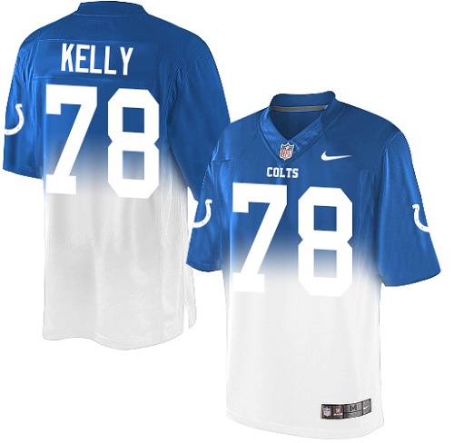 Men's Nike Indianapolis Colts #78 Ryan Kelly Elite Royal Blue/White Fadeaway NFL Jersey