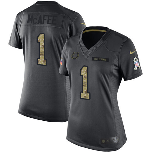 Women's Nike Indianapolis Colts #1 Pat McAfee Limited Black 2016 Salute to Service NFL Jersey