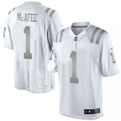 Men's Nike Indianapolis Colts #1 Pat McAfee Limited White Platinum NFL Jersey