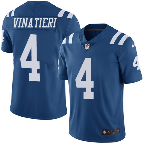 Men's Nike Indianapolis Colts #4 Adam Vinatieri Elite Royal Blue Rush Vapor Untouchable NFL Jersey