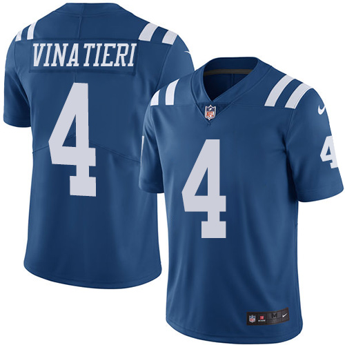 Youth Nike Indianapolis Colts #4 Adam Vinatieri Limited Royal Blue Rush Vapor Untouchable NFL Jersey