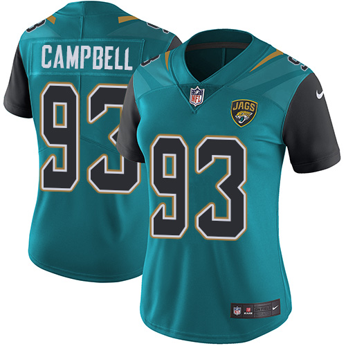 Women's Nike Jacksonville Jaguars #93 Calais Campbell Teal Green Team Color Vapor Untouchable Limited Player NFL Jersey