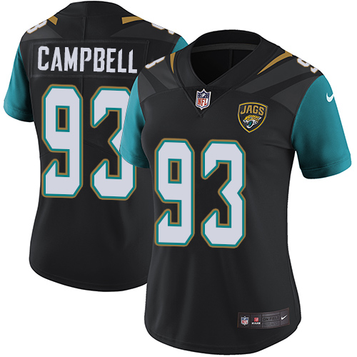 Women's Nike Jacksonville Jaguars #93 Calais Campbell Black Alternate Vapor Untouchable Elite Player NFL Jersey
