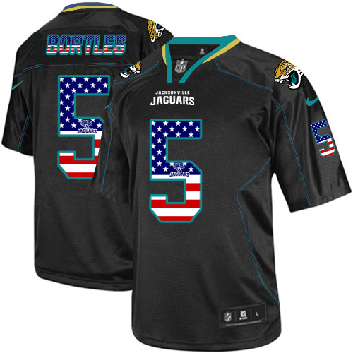 Men's Nike Jacksonville Jaguars #5 Blake Bortles Elite Black USA Flag Fashion NFL Jersey