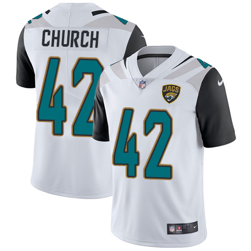 Men's Nike Jacksonville Jaguars #42 Barry Church White Vapor Untouchable Limited Player NFL Jersey