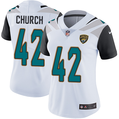 Women's Nike Jacksonville Jaguars #42 Barry Church White Vapor Untouchable Elite Player NFL Jersey