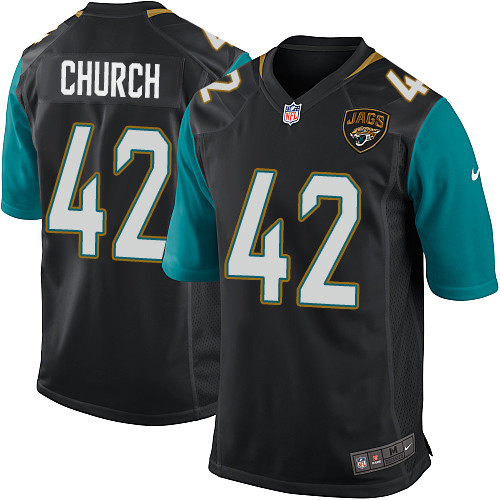 Men's Nike Jacksonville Jaguars #42 Barry Church Game Black Alternate NFL Jersey