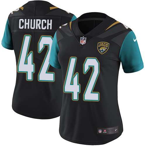 Women's Nike Jacksonville Jaguars #42 Barry Church Black Alternate Vapor Untouchable Elite Player NFL Jersey