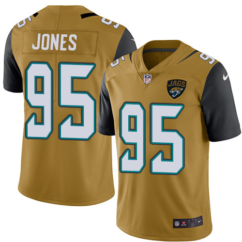 Men's Nike Jacksonville Jaguars #95 Abry Jones Limited Gold Rush Vapor Untouchable NFL Jersey