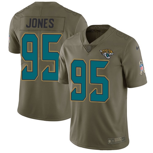 Youth Nike Jacksonville Jaguars #95 Abry Jones Limited Olive 2017 Salute to Service NFL Jersey
