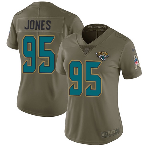Women's Nike Jacksonville Jaguars #95 Abry Jones Limited Olive 2017 Salute to Service NFL Jersey