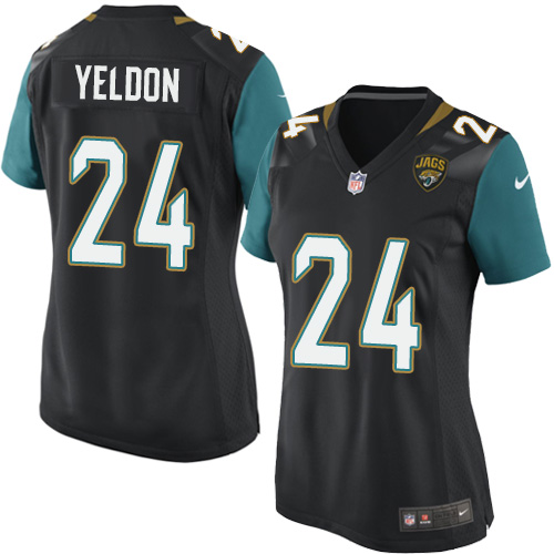 Women's Nike Jacksonville Jaguars #24 T.J. Yeldon Game Black Alternate NFL Jersey