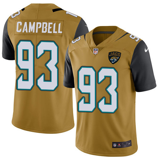 Men's Nike Jacksonville Jaguars #93 Calais Campbell Elite Gold Rush Vapor Untouchable NFL Jersey